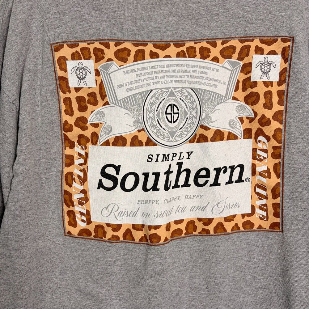 Simply Southern Raised on Sweet Tea and Jesus Gray Long Sleeve Shirt Large